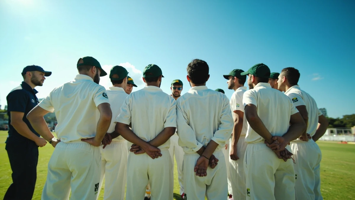 Cricket team and analyst reviewing roles and tactics after a completed season