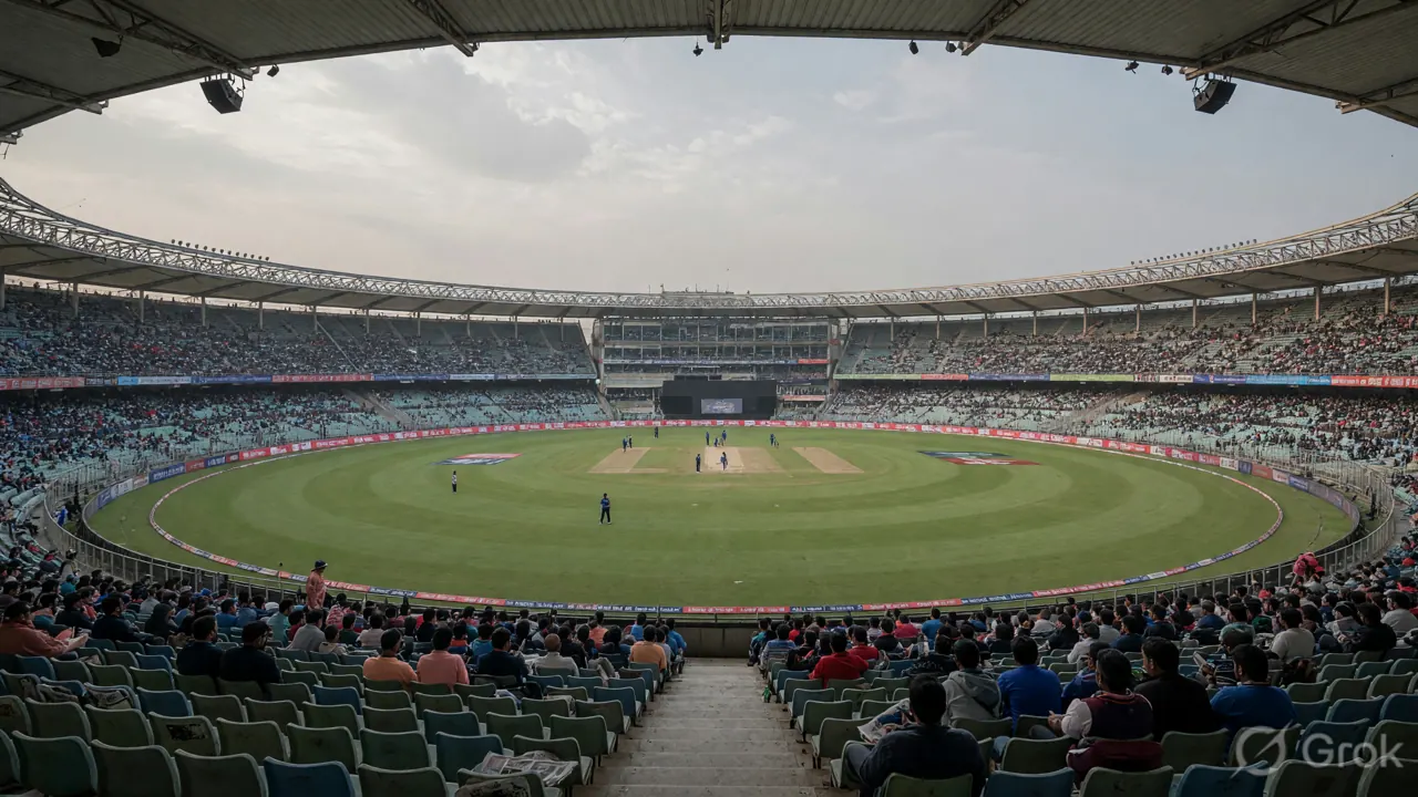Wide view of a Delhi cricket stadium and pitch before the New Delhi Tigers vs Purani Delhi 6 DPL 2026 match